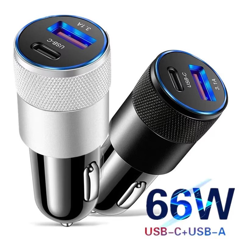 Fast Ev Charger - 66W USB-Autoladegerät Typ C Schnellladender Telefonadapter