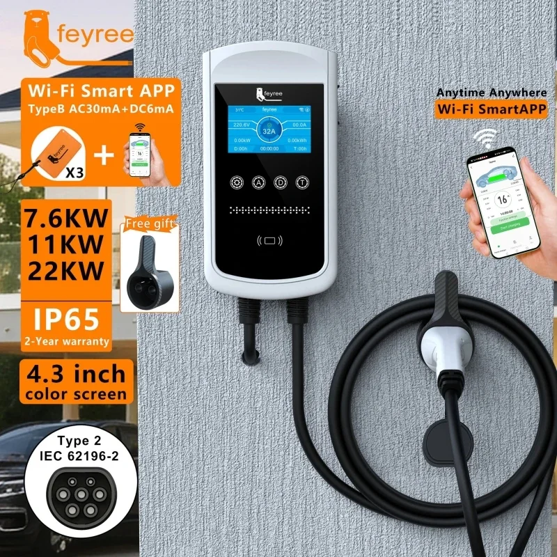 Home Ev Charger - Feyree Typ2 EV-Ladegerät 32A 7,6KW Ladestation
