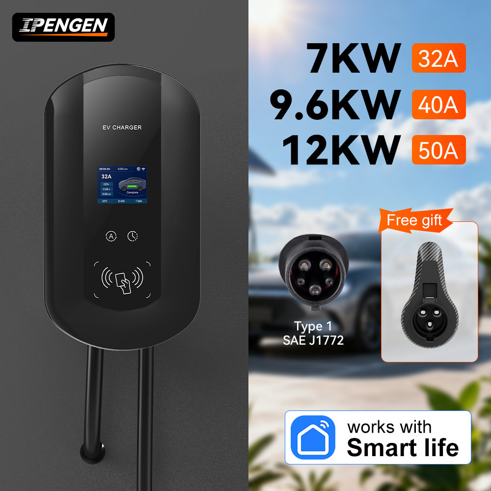 Home Ev Charger - IPENGEN 32A/40A/50A EV-Ladestation 7/9,6/11KW Elektrofahrzeug-Ladegerät Typ1