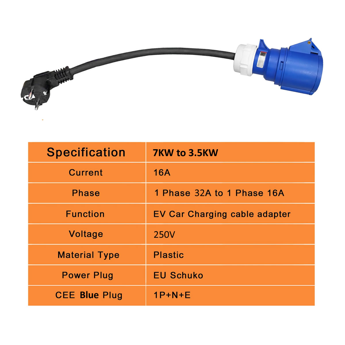 32A Blauer CEE-Buchse auf 16A  – Ev Charger Adapter Bewertung und Preis