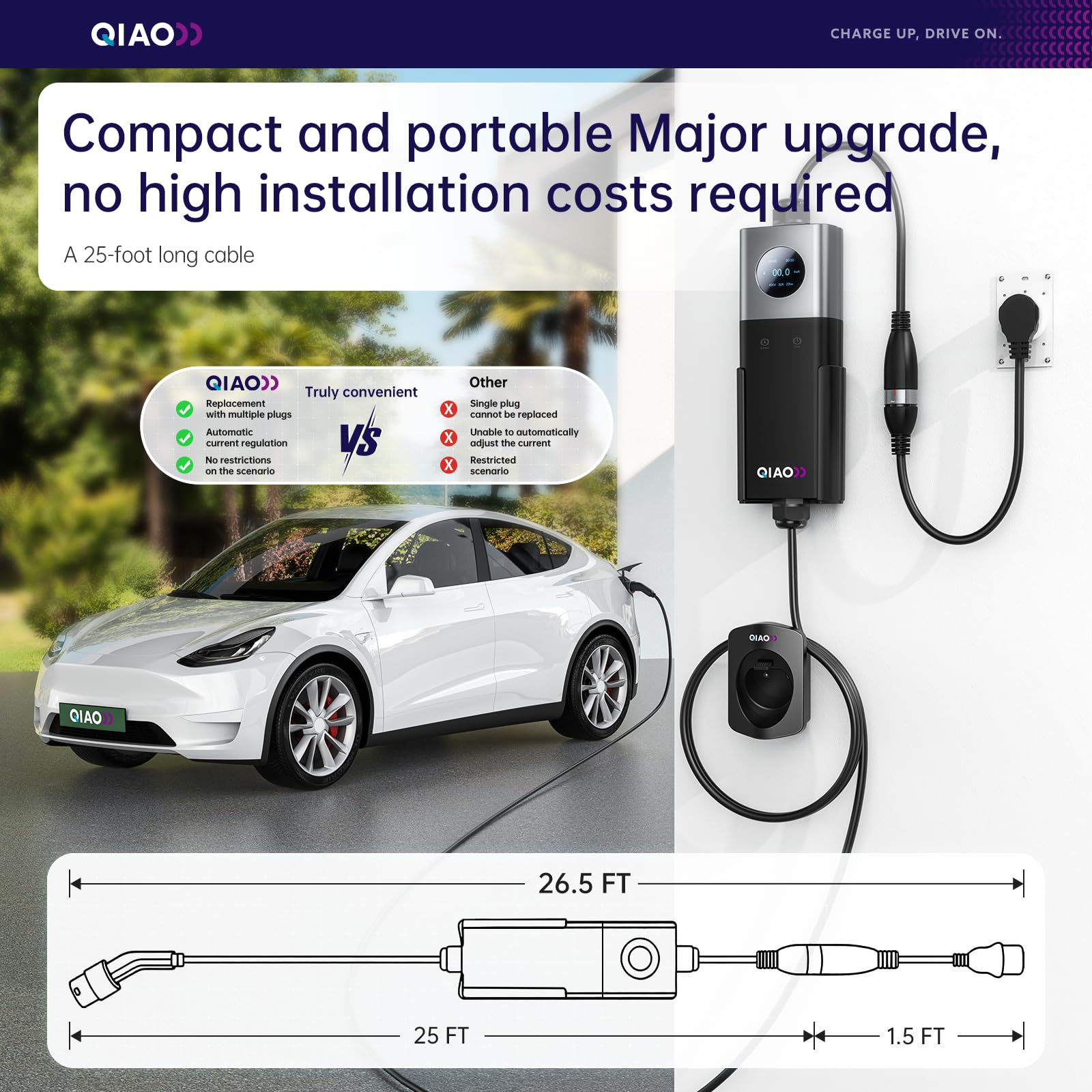 QIAO Level 2 EV-Ladegerät SAE  – Portable Ev Charger Bewertung und Preis